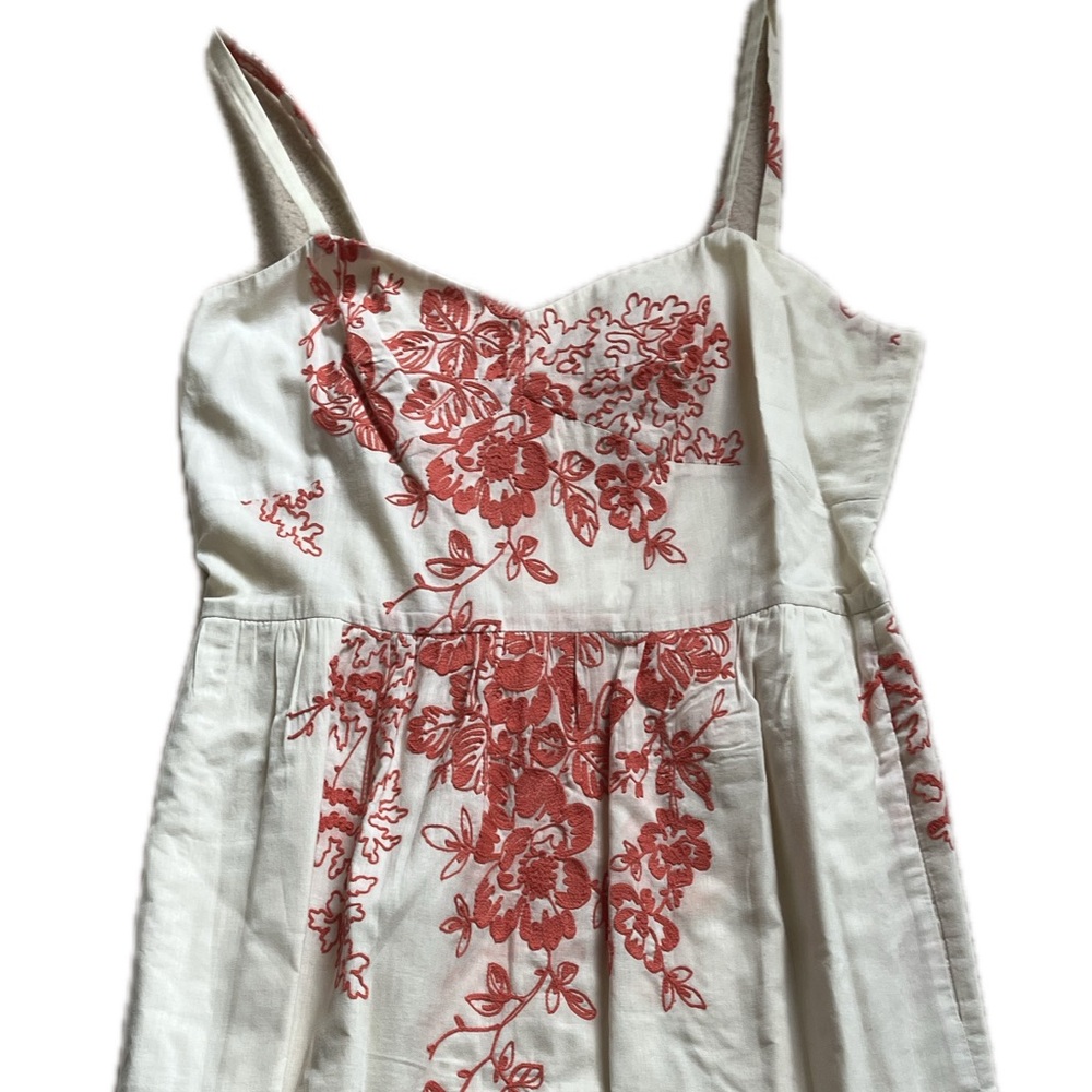 J. Crew Cream & Coral Sundress